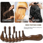 Wooden Wide Tooth Massage Comb, Large Thicken Natural Sandalwood Hair Combs for Curls, Women and Men, Detangles Long Thick Wet or Dry Hair, Head Scalp Massager, Anti-static (Golden)