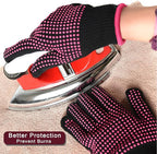 YANTAISIYU ‌2-Pack Heat-Resistant Gloves with Silicone Bumps Heat Blocking Gloves for Curling Hair Styling