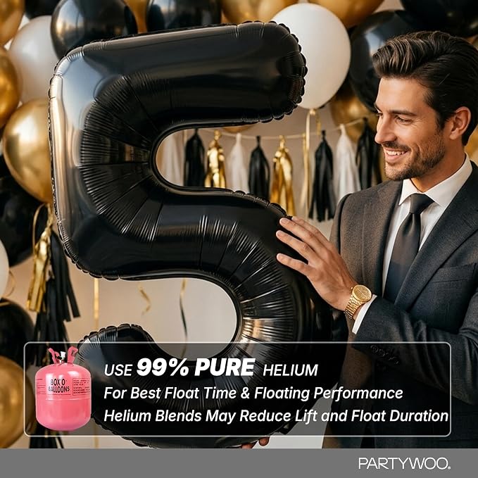 PartyWoo Number Balloons 40 Inch Black Number 50 Kit 33pcs - Image 5