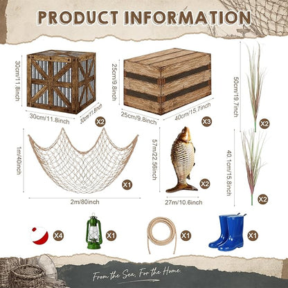 18 Pcs Gone Fishing Party Decorations Kit | Decorations Fish Net, Fish Balloons - Image 5