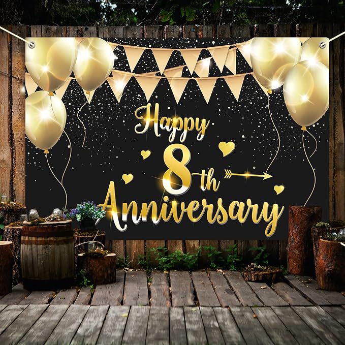 HAMIGAR 6x4ft Happy 8th Anniversary Banner Backdrop - Image 5