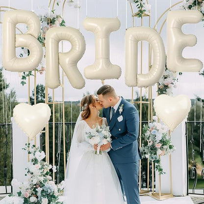 40inch Beige BRIDE Letter Balloons, Giant Cream White Sand Bride Foil Helium - Image 4