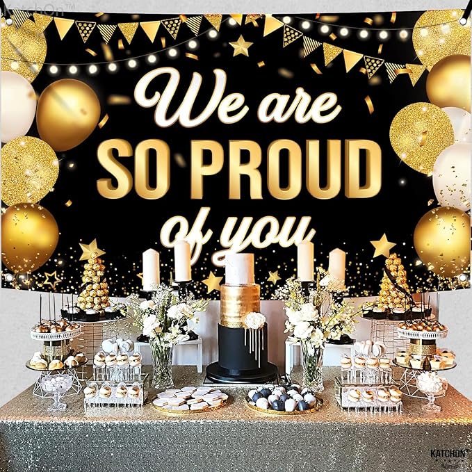 KatchOn Black We are So Proud of You Banner 72x44 Inch | Graduation Banner - Image 2