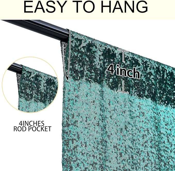 2×8FT-6PCS Hunter Sequin Backdrop Curtains Panels, Photography Backdrop Glitter - Image 5