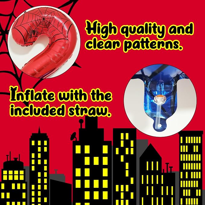 40 Inch Giant Spider Theme Number Foil Balloons Large Number 2 Balloons Kids - Image 4