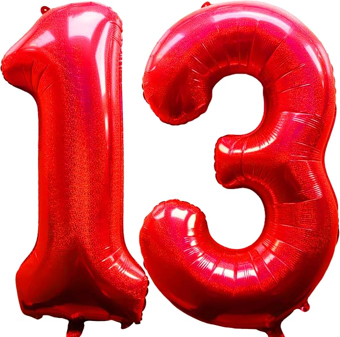 Jonhamwelbor 40 Inch Laser Red 13 Balloon Numbers Foil Mylar Giant Balloon by Jonhamwelbor
