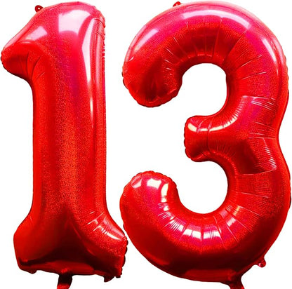 Jonhamwelbor 40 Inch Laser Red 13 Balloon Numbers Foil Mylar Giant Balloon by Jonhamwelbor