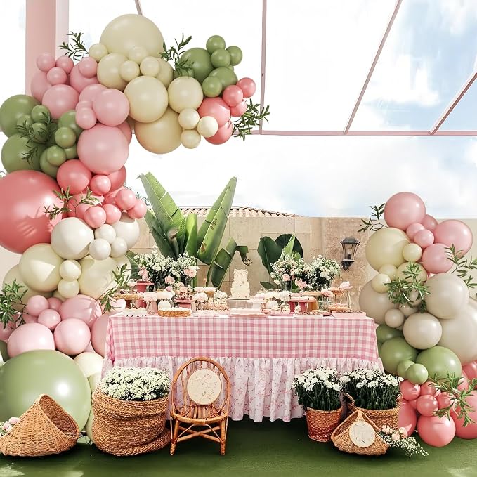 Sage Green Pink Yellow Pastel Balloon Arch Kit - Image 7