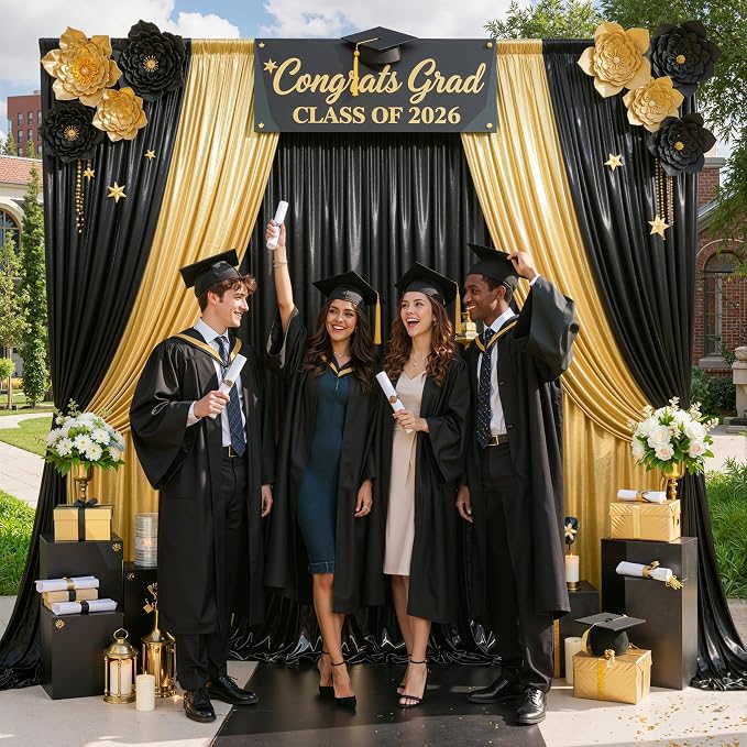 20ft x 10ft Gold Black Sequin Backdrop Curtain - Image 5