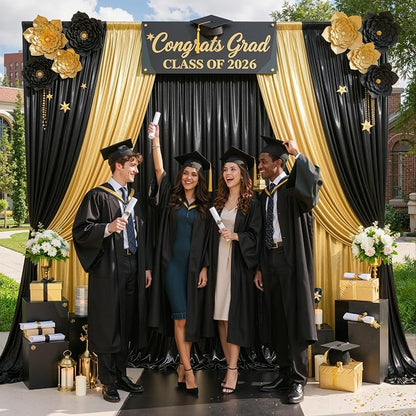20ft x 10ft Gold Black Sequin Backdrop Curtain - Image 5