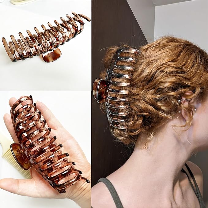 5.5 Inches Extra Large Hair Clips for Long Thick Hair Women’s Jumbo Hair Claw Clips 2 Counts in Set Hair Accessories (jaguar and black)