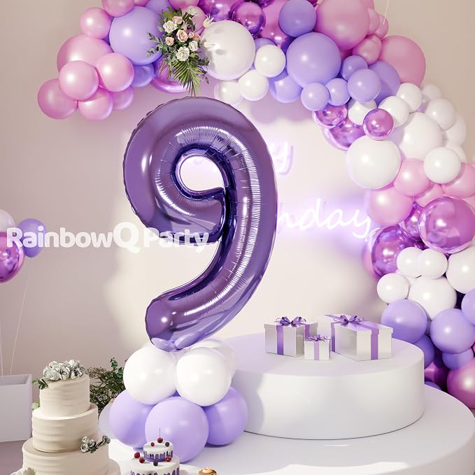 RainbowQ Purple 9 Balloon Number 40 Inch 0-40 Foil Large Balloons | Big Mylar 9 - Image 6