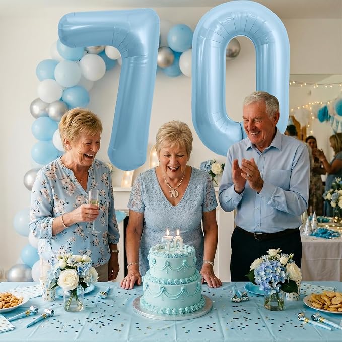 TONIFUL 40 Inch Pastel Blue Number 0 Foil Balloon Large Mylar Foil Digital 0 - Image 6