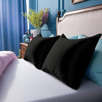 NTBAY Zippered Satin Pillow Cases for Hair and Skin, Luxury King Hidden Zipper Pillowcases Set of 2, 20x36 Inches, Black