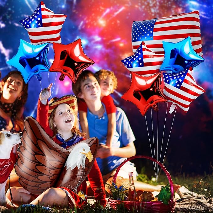 Zhanmai 12 Pcs Patriotic Eagle Foil Balloons American Party Decorations | Flag - Image 6