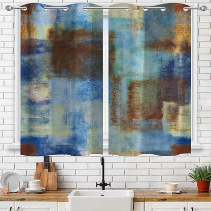Asuexpect Abstract Curtains 2 Panels Abstract Rust Curtain Room Darkening - Image 3