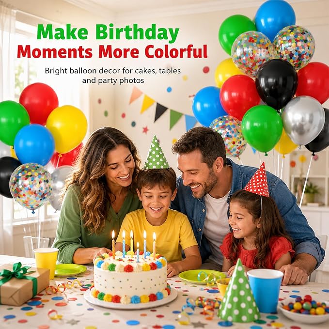 Red Yellow Blue Green Balloon, Game Themed Party Supplies - Image 5