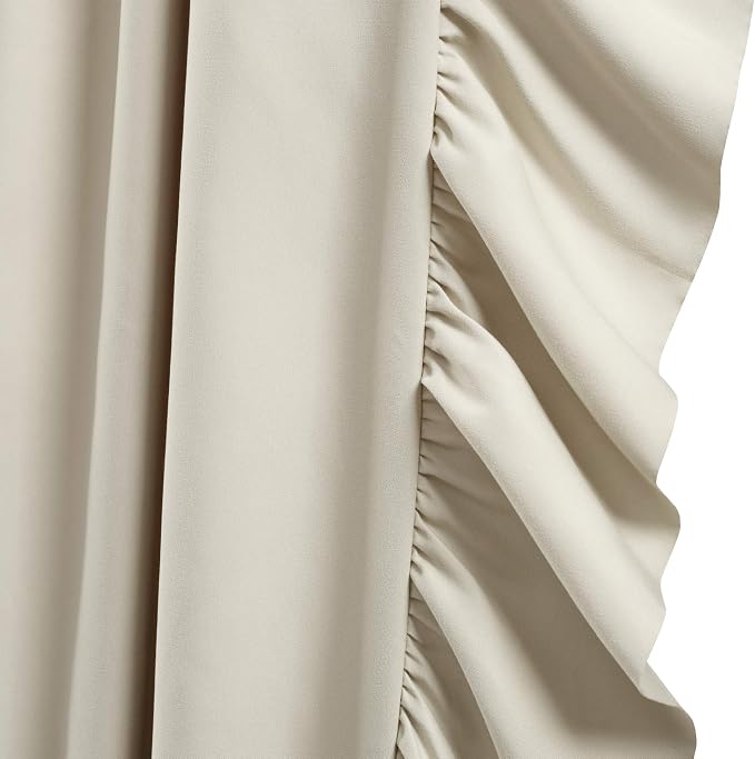Lush Decor Reyna Ruffle Window Curtain Panel Set, Wheat - Image 4