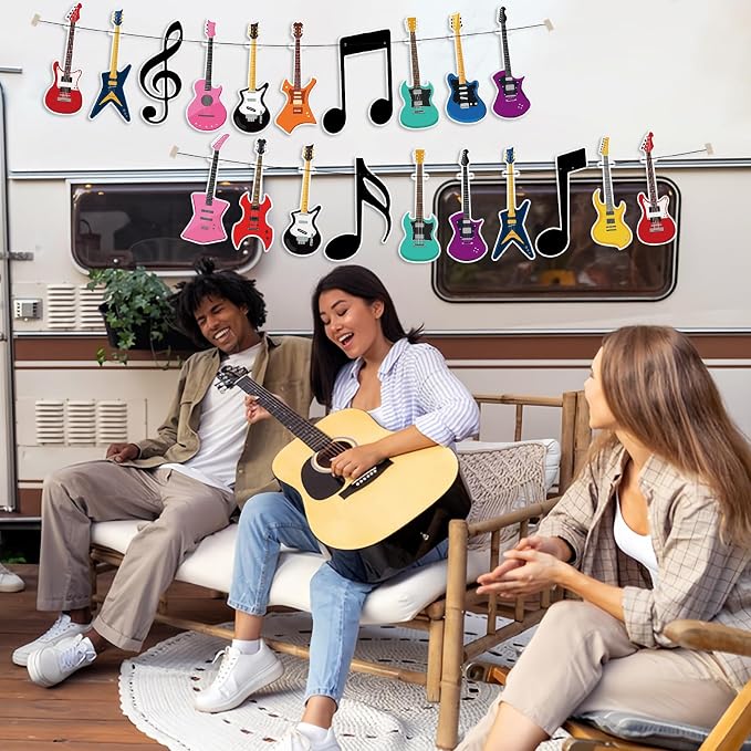 Hooqict Guitar Birthday Party Banner Music Themed Party Decorations Banner - Image 4