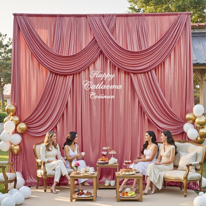 gogoparti 20x12FT Rose Gold Sequin Backdrop Curtain-4 Panels of 5x12FT - Image 5