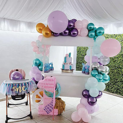 Mermaid Party Balloon Set, 60 Packs 12 Inches Metallic Purple Pink Green Blue - Image 7