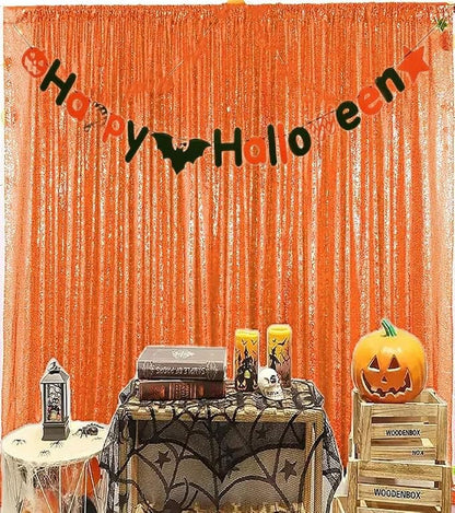 Orange Sequin Backdrop for Thanksgiving 10FTx10FT | 1 Panel, Glitter Vibrant - Image 9