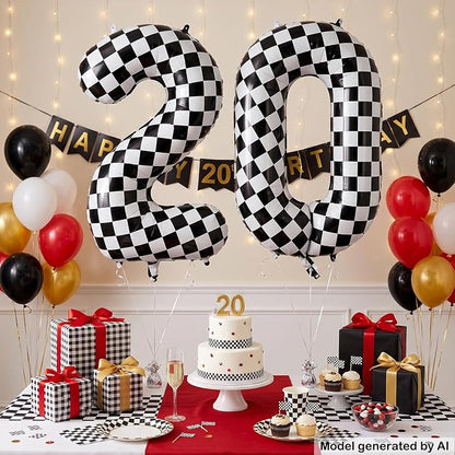 40" Checkered Number 20 Balloon - Image 3