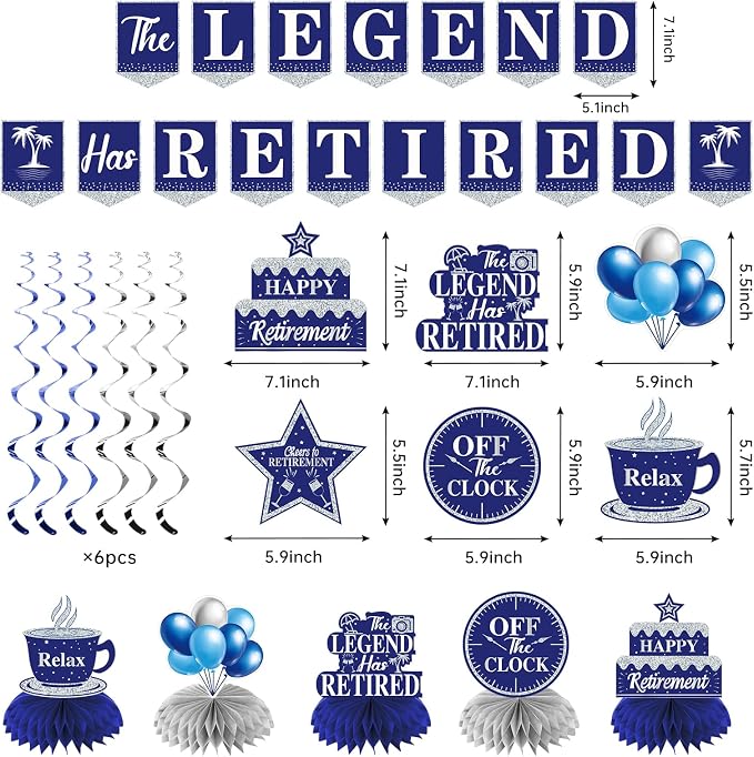 Blue Silver Retirement Party Decorations - Image 2