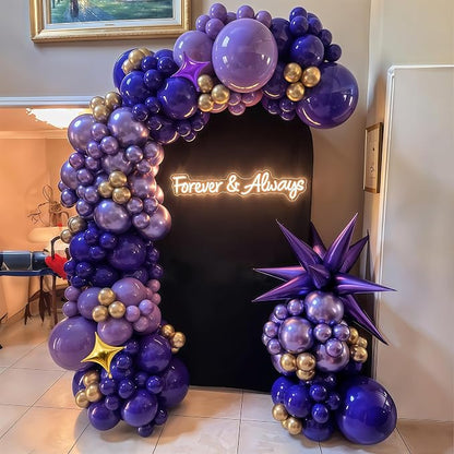 Purple Balloon Arch Kit 110PCS Dark Purple and Gold Balloon Garland - Image 5