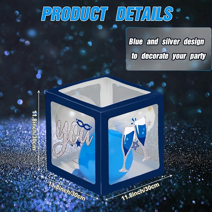 Capoda 44 Pcs Blue Silver Birthday Balloon Boxes - Image 2