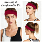Sweat Bands Headbands for Women's Hair - 6 Pack Workout Wide Headband for Women Non Slip, Stretchy Athletic Head Band, Elastic Soft Fabric Hairbands, Sweatbands for Yoga Running Gym Sports Exercise