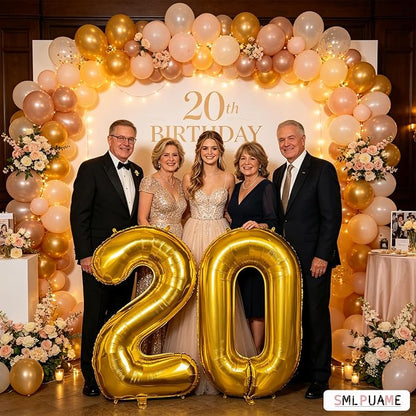 40 Inch Gold 20 Balloon Number, 20th Birthday Decoration Boys Girls | Large - Image 2