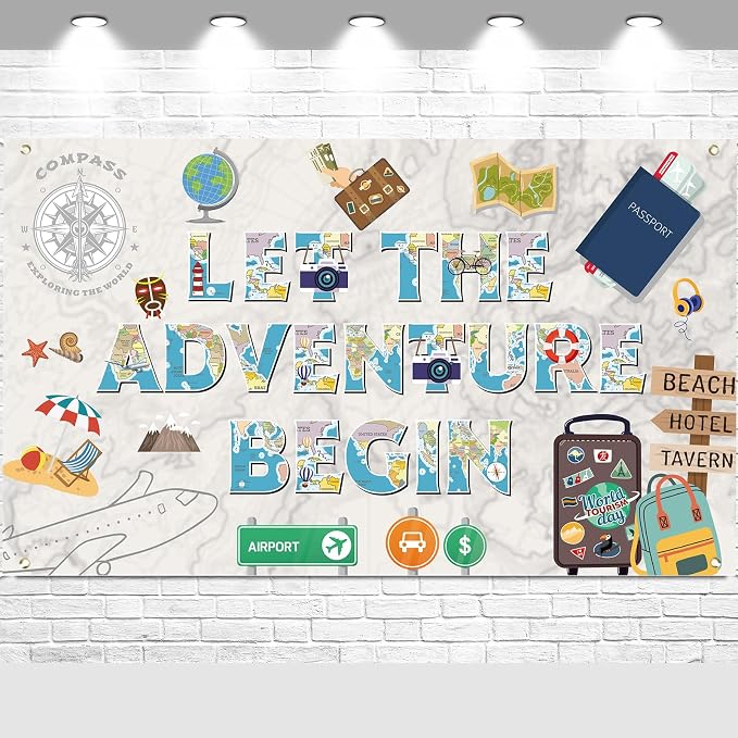 Colorful Let The Adventure Begin Backdrop Banner Photography Background by SMENGGIL