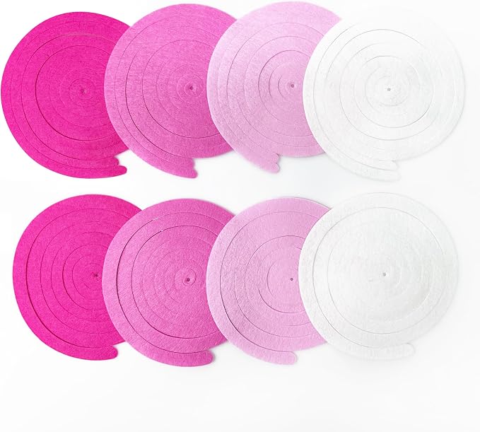 36 Pcs Hot Pink Hanging Swirl Decorations Ombre Pink White Felt Swirl Streamer - Image 3