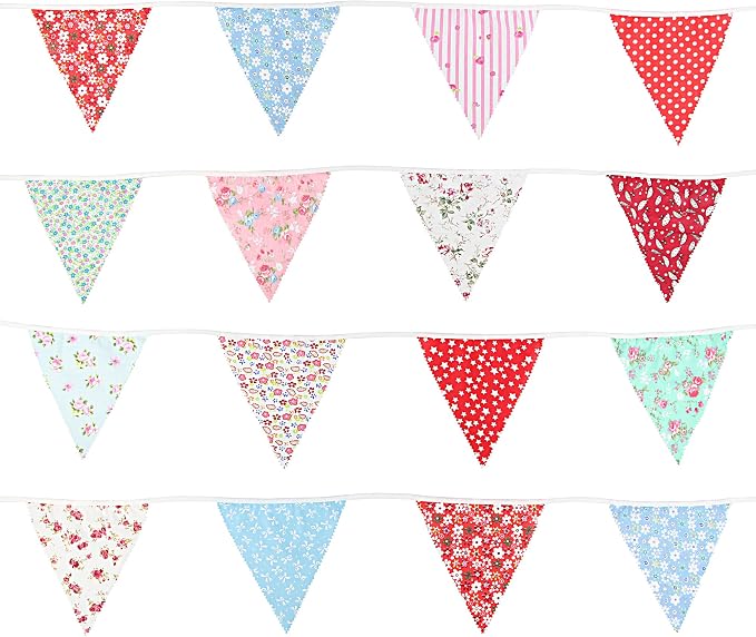 G2PLUS 39Ft Triangle Bunting Banner, Reusable Red White Blue Fabric Triangle - Image 4