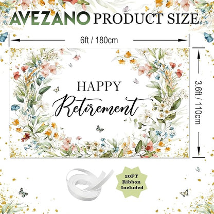 Avezano Happy Retirement Banner Wildflower Themed Happy Retirement Party - Image 4