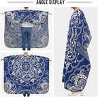 ALAZA Blue Mandala Barber Cape for Men Women, Waterproof Haircut Apron Beard Shaving Bib Hair Cutting Cloth 55 x 65 Inch