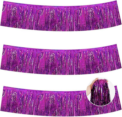 BEISHIDA Laser Purple Fringe Garland Banner 30ft Wall Tinsel Foil Streamers | by Beishida