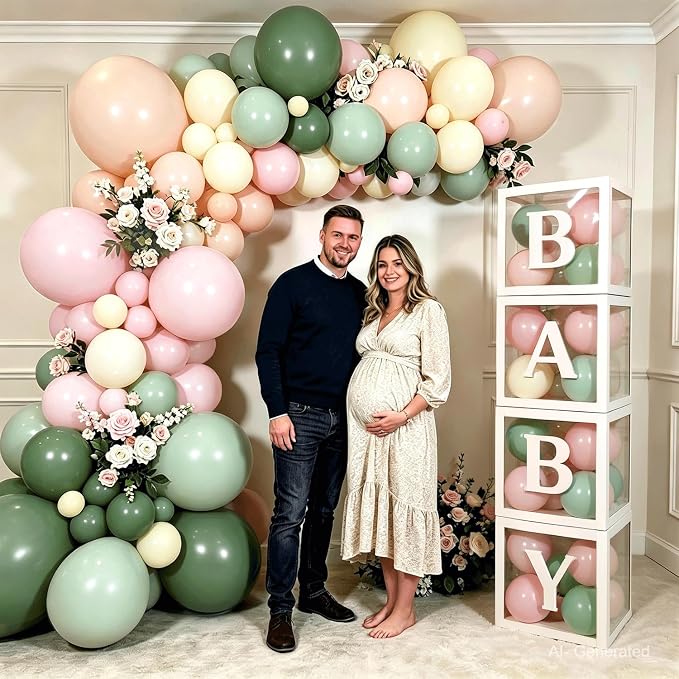 Pink and Green Balloon Arch Kit, Baby Boxes, Baby Shower Decorations Girl | - Image 5