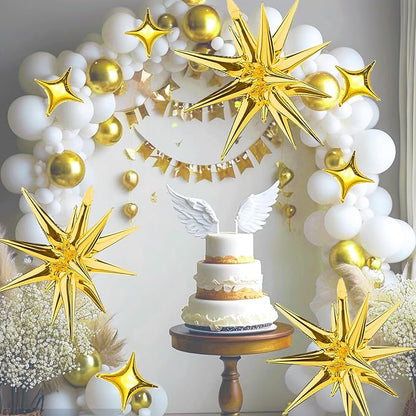 Explosion Star Foil Balloons- 12 Point Star Balloons Gold Spike Balloons | Gold - Image 5