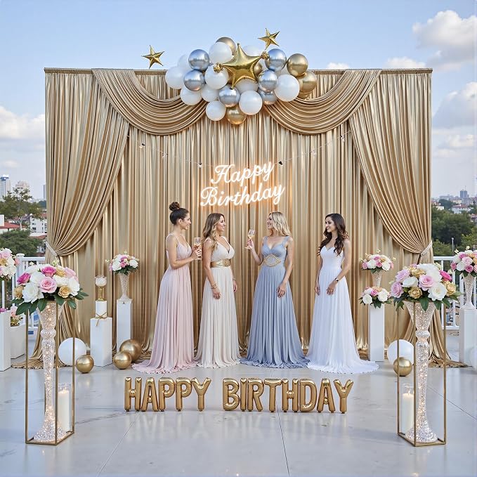 10x10FT Champagne Sequin Backdrop Curtain - Image 3