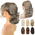 Ponytail Extension - 14" Claw Clip in Ponytail Hair Extensions Natural Soft Synthetic Layered Wavy Pony Tail Hair Pieces for Women - Ash Brown