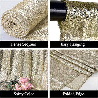 Champagne Gold Sequin Backdrop for Party 10FTx10FT | 1 Panel, Sparkly - Image 2