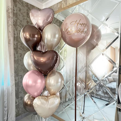 Pink Brown Balloons Heart Balloon Double Stuff Pearl Beige Dusty Blush Pink - Image 7
