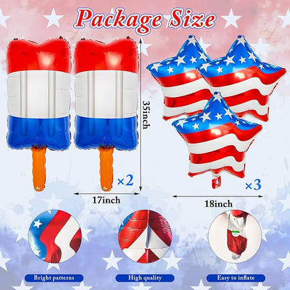 5 Pcs Patriotic 4th of July Balloons Set - Image 5