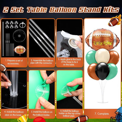 Sumind 2 Set Football Table Centerpiece Balloon Stand Kit Football Foil - Image 4