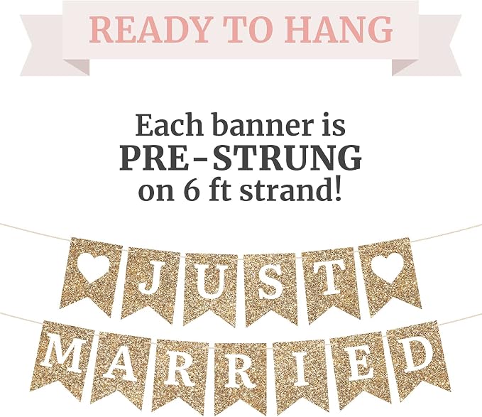Pre-Strung Just Married Banner - Image 3