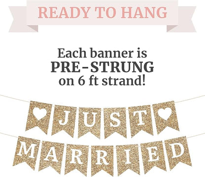 Pre-Strung Just Married Banner - Image 3