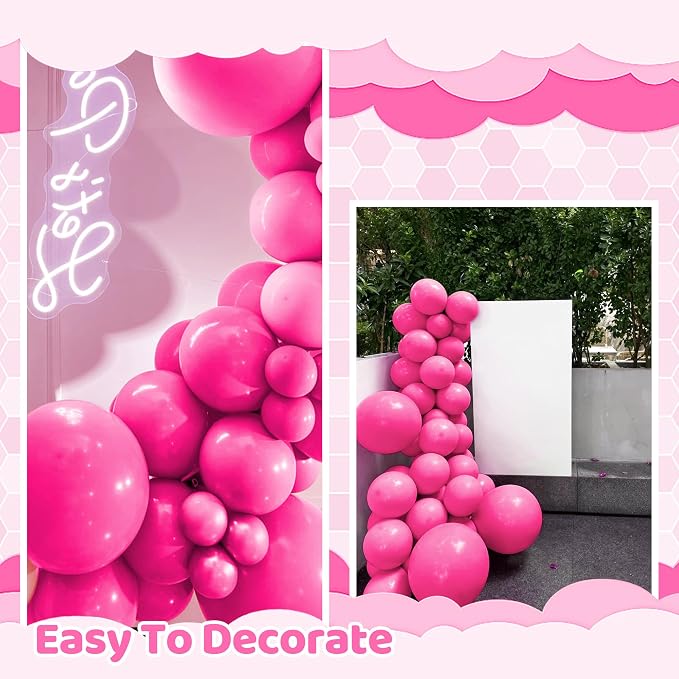 200 Pieces Hot Pink Balloons Different Sizes Hot Pink Magenta Balloon Garland - Image 3