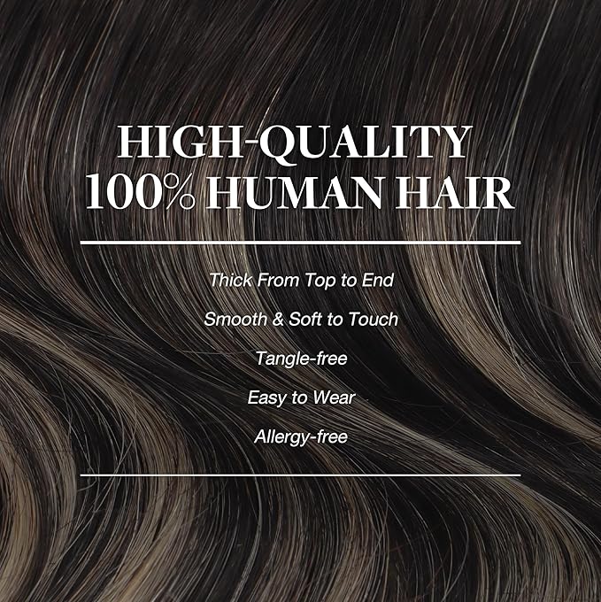 GOO GOO Clip in Hair Extensions Real Human Hair, Remy Human Hair Extensions Clip ins for Women, Natural Human Hair, 14inch 150g 9Pcs, 1B/16/1B Balayage Natural Black to Light Blonde